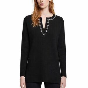 Tory Burch Black V-Neck Sweater / Top with Embellishments